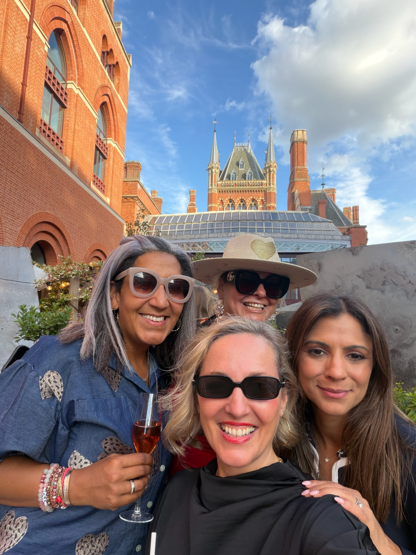 Nadine with friends at St Pancras, London