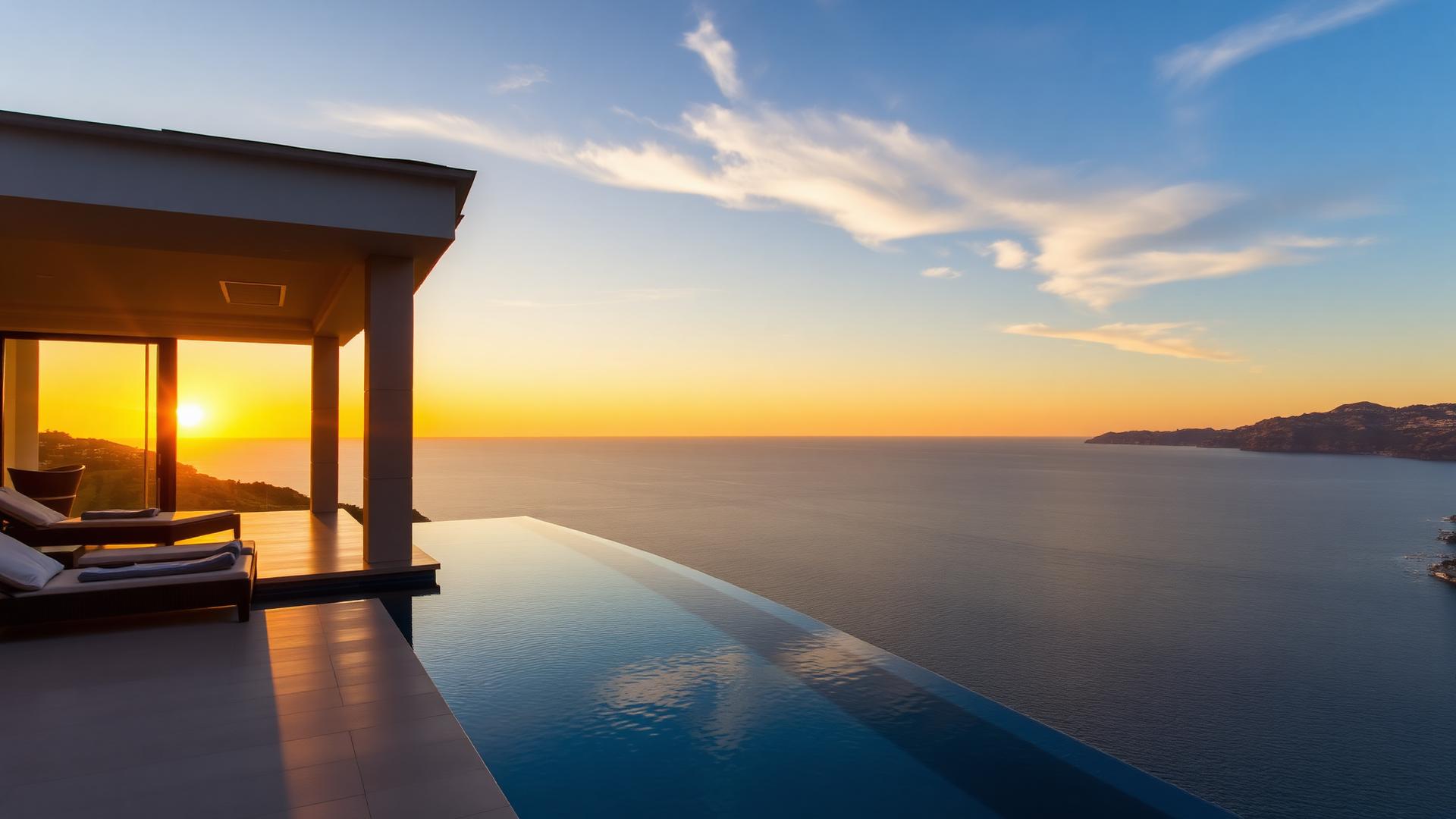 An infinity pool at a private villa overlooking the sea